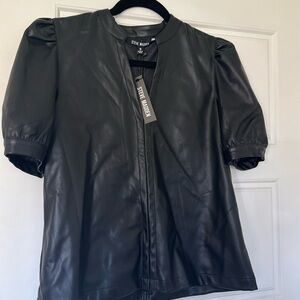 Leather Steve Madden Puff Sleeve Top - new with tags